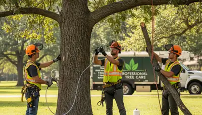 San Antonio tree care expert treating oak wilt and fungal disease on a residential tree