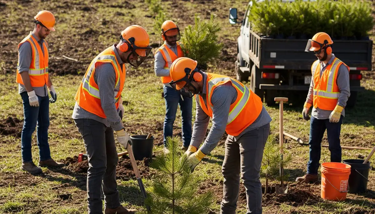 San Antonio tree service planting a healthy shade tree in a residential yard