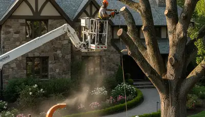 Tree service crew trimming trees in San Antonio, TX
