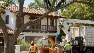 Tree service crew trimming trees in San Antonio, TX