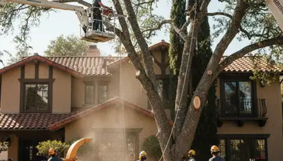 Tree service crew trimming trees in San Antonio, TX for safer, healthier landscapes