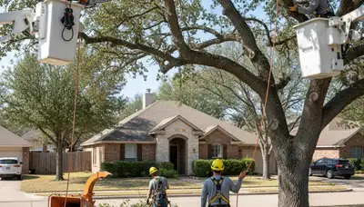 Professional tree service crew in San Antonio, TX providing tree trimming and removal services