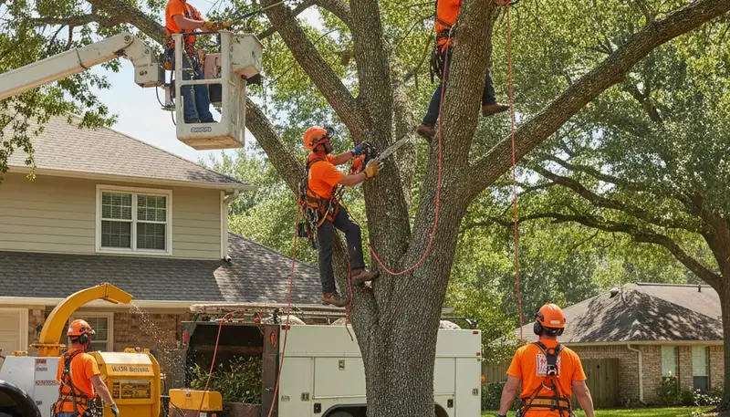 San Antonio tree trimming crew providing professional pruning and tree care services