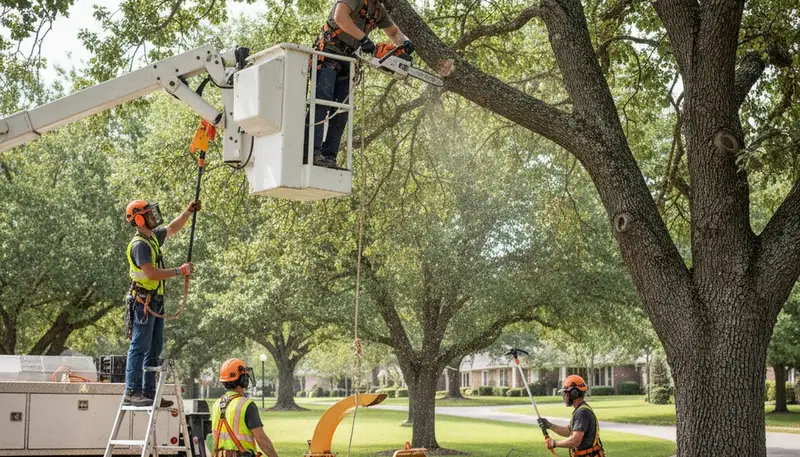 San Antonio, TX tree trimming crew providing professional pruning and routine tree care